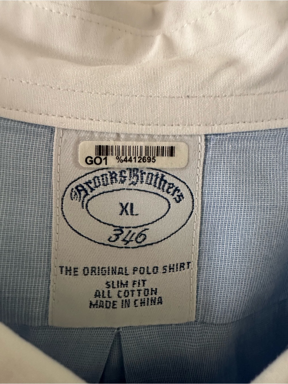 Brooks Brothers 346 Light Blue Dress Shirt with White Contrast Collar - Picture 5 of 6
